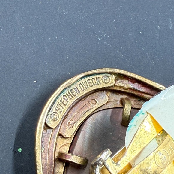 Stephen Dweck 1.5" Earrings - Sterling Bronze Cameo & Pearl Drop Clip-On - Picture 6 of 7